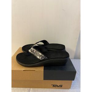 Teva wedge flip flop sandal size 8 black gray